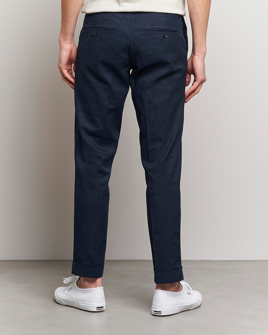 Homme | Pantalons | J.Lindeberg | Grant Stretch Cotton/Linen Trousers Navy
