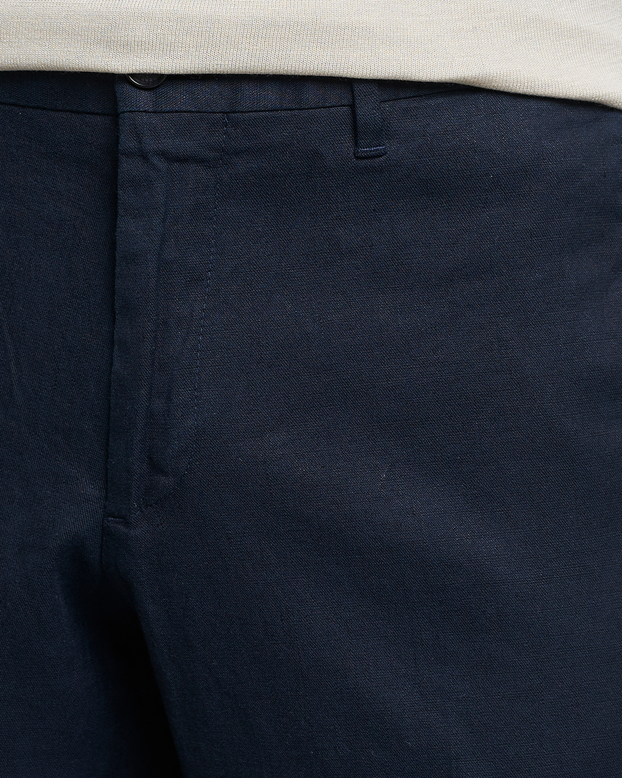 Homme | Pantalons | J.Lindeberg | Grant Stretch Cotton/Linen Trousers Navy