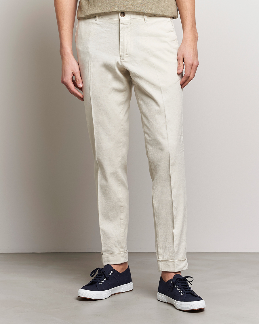 Homme | Pantalons | J.Lindeberg | Grant Stretch Cotton/Linen Trousers Turtledove