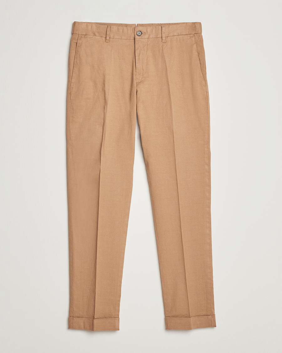 Homme | Pantalons | J.Lindeberg | Grant Stretch Cotton/Linen Trousers Tiger Brown