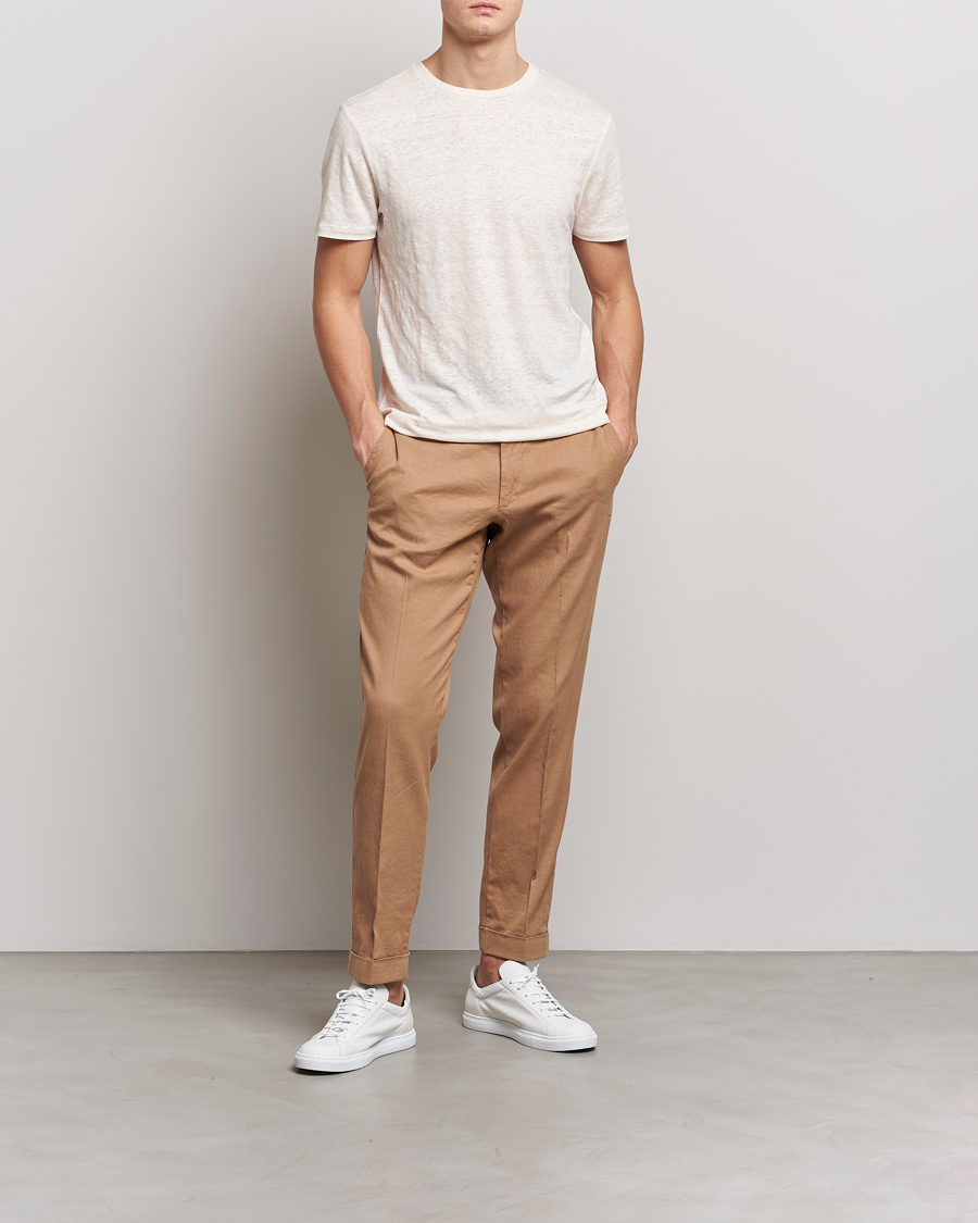 Homme | Pantalons | J.Lindeberg | Grant Stretch Cotton/Linen Trousers Tiger Brown