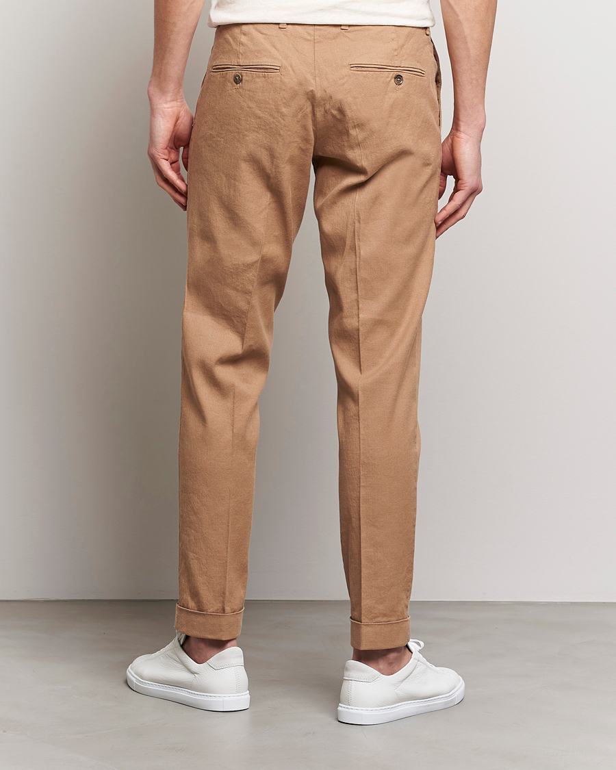 Homme | Pantalons | J.Lindeberg | Grant Stretch Cotton/Linen Trousers Tiger Brown