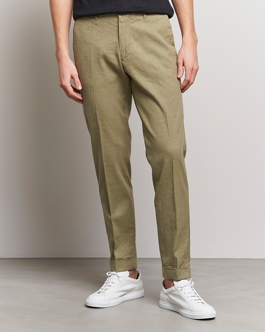 Homme | Pantalons | J.Lindeberg | Grant Stretch Cotton/Linen Trousers Aloe