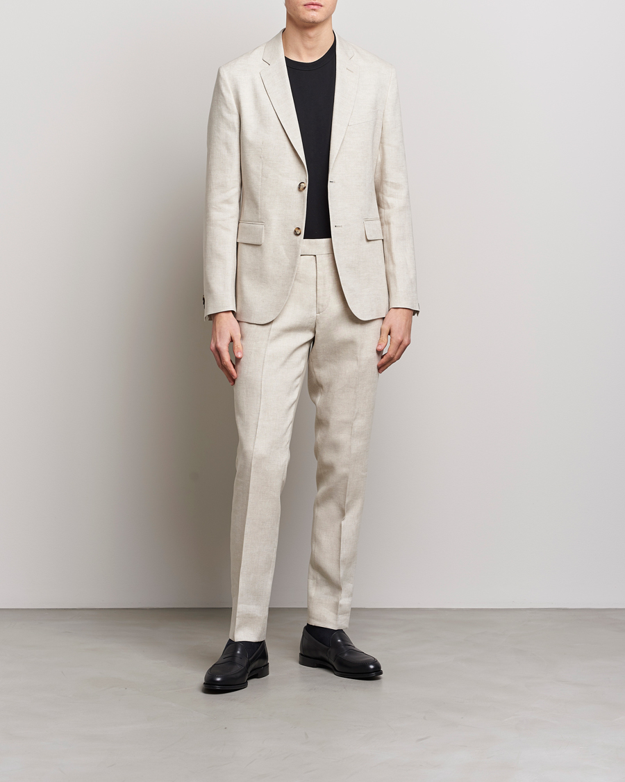 Homme | Pantalons | J.Lindeberg | Grant Super Linen Trousers Safari Beige