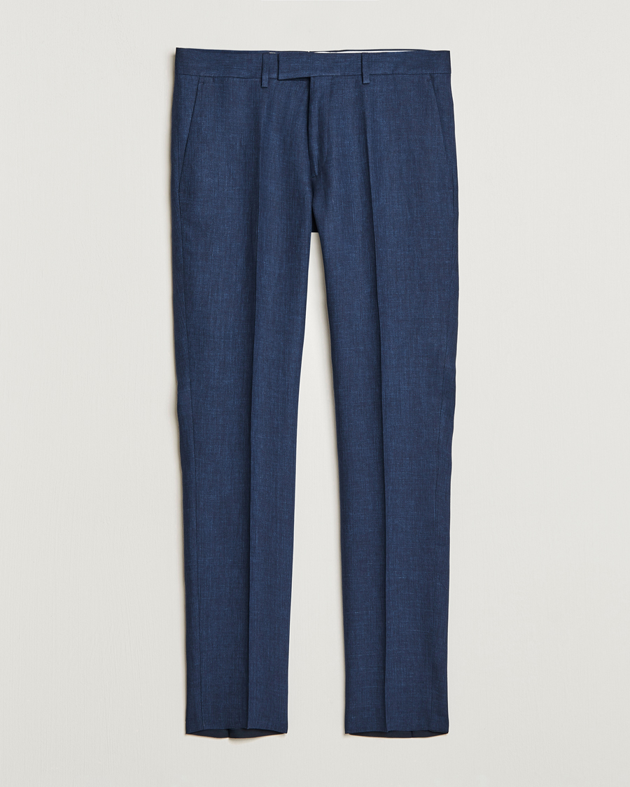 Homme | Pantalons | J.Lindeberg | Grant Super Linen Trousers Blue Indigo