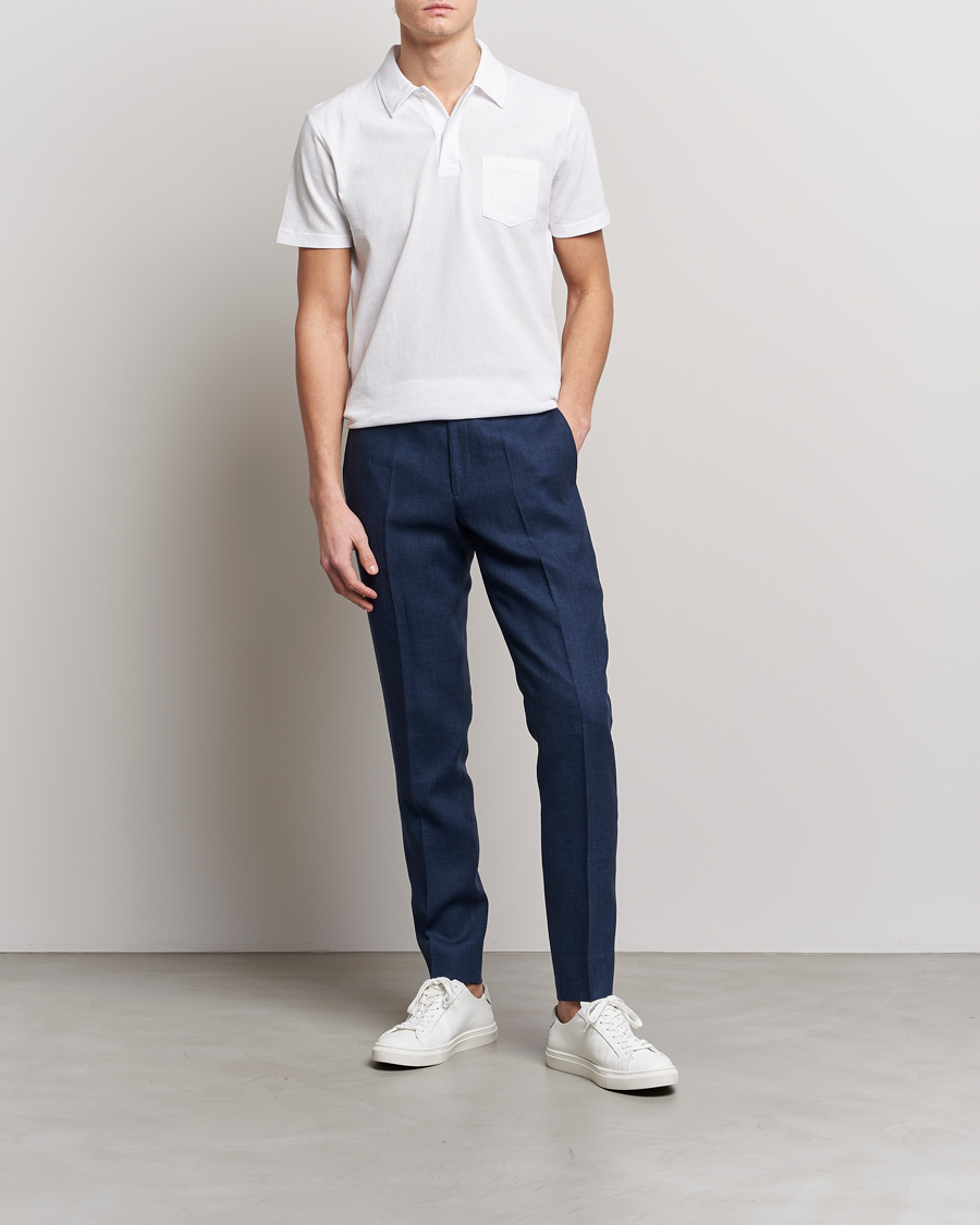 Homme | Pantalons | J.Lindeberg | Grant Super Linen Trousers Blue Indigo