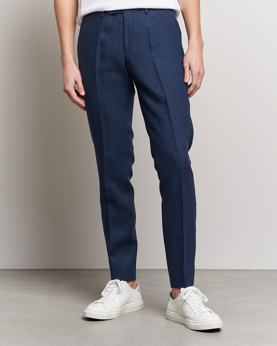 Homme | Pantalons | J.Lindeberg | Grant Super Linen Trousers Blue Indigo