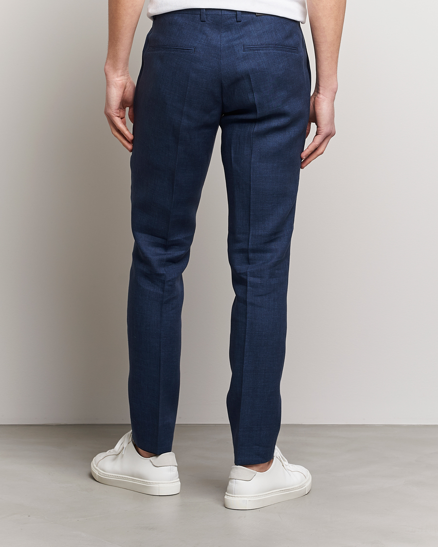 Homme | Pantalons | J.Lindeberg | Grant Super Linen Trousers Blue Indigo