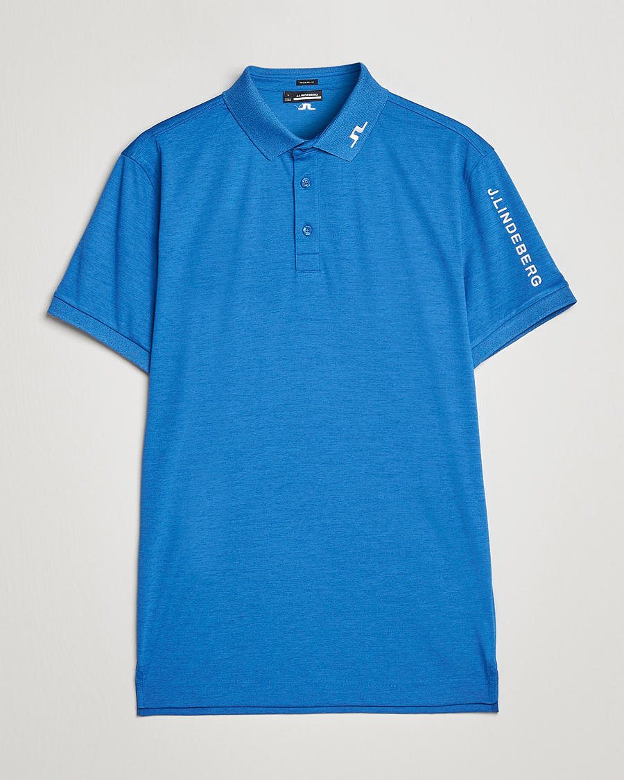 Homme | Polos | J.Lindeberg | Tour Tech Regular Fit Polo Lapis Blue Melange