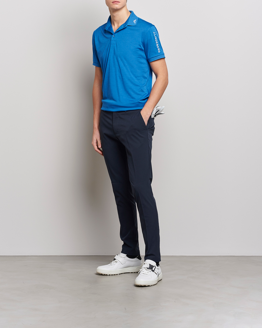 Homme | Polos | J.Lindeberg | Tour Tech Regular Fit Polo Lapis Blue Melange