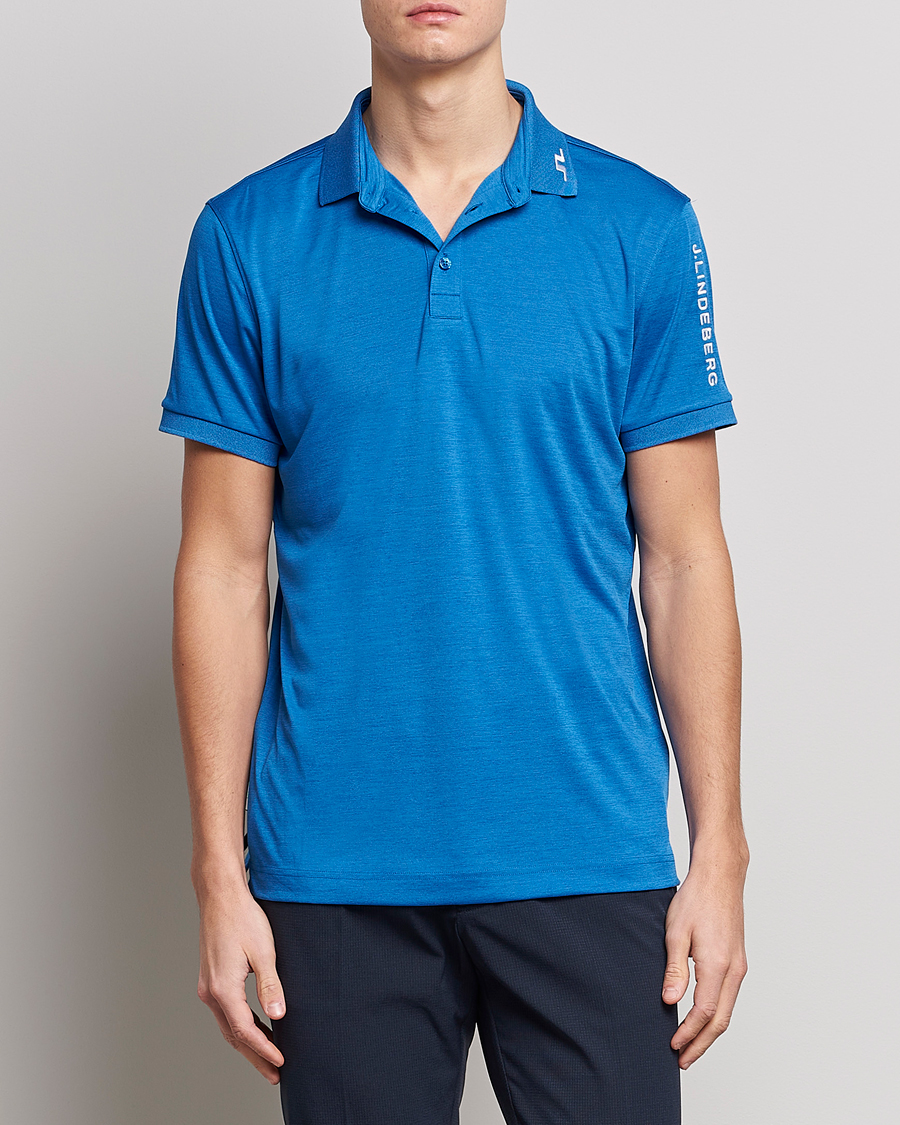 Homme | Polos | J.Lindeberg | Tour Tech Regular Fit Polo Lapis Blue Melange