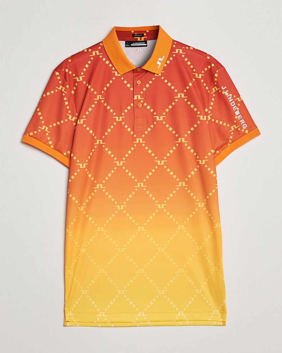 Homme | Polos | J.Lindeberg | Tour Tech Regular Fit Printed Polo Sunset Fade