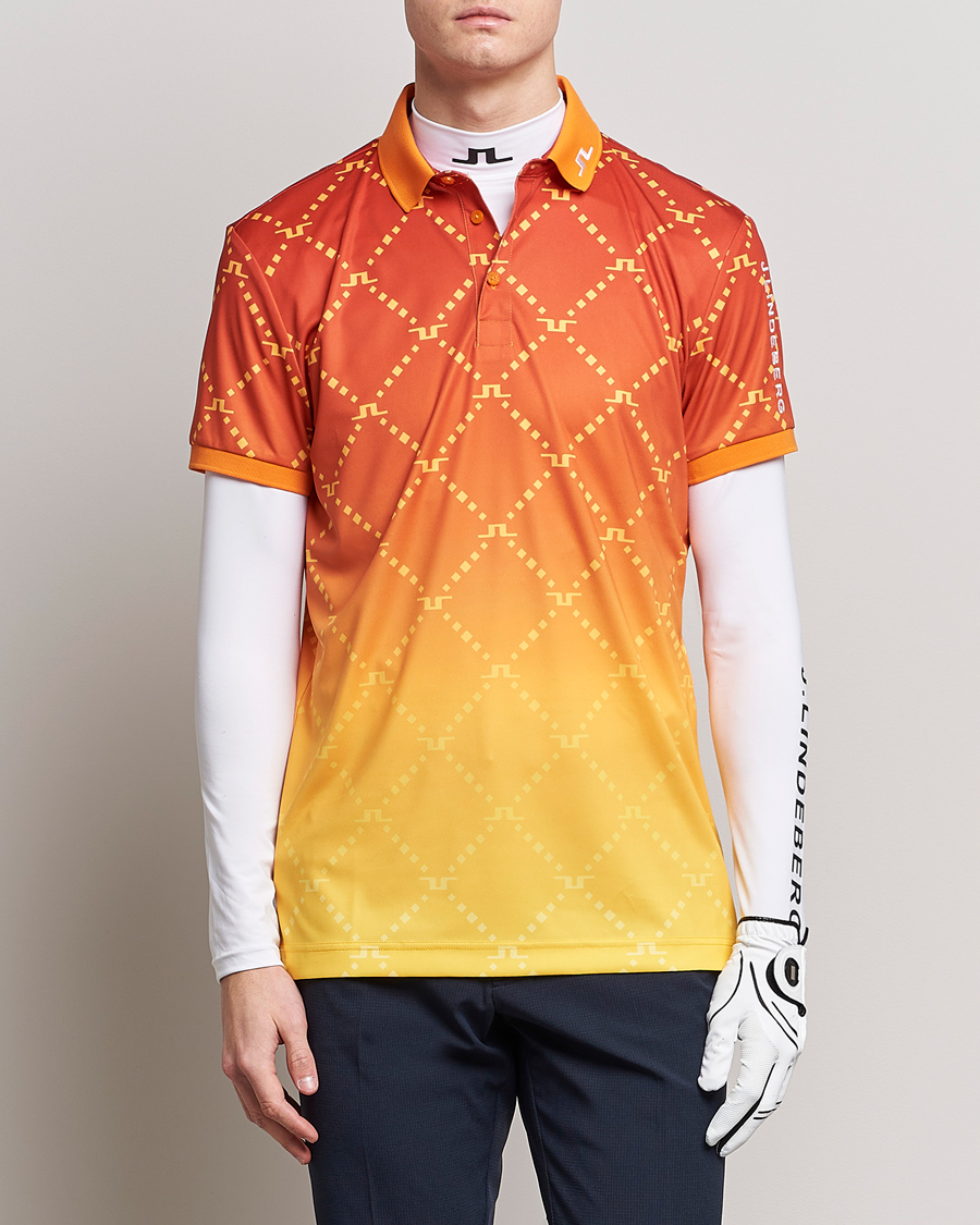 Homme | Polos | J.Lindeberg | Tour Tech Regular Fit Printed Polo Sunset Fade
