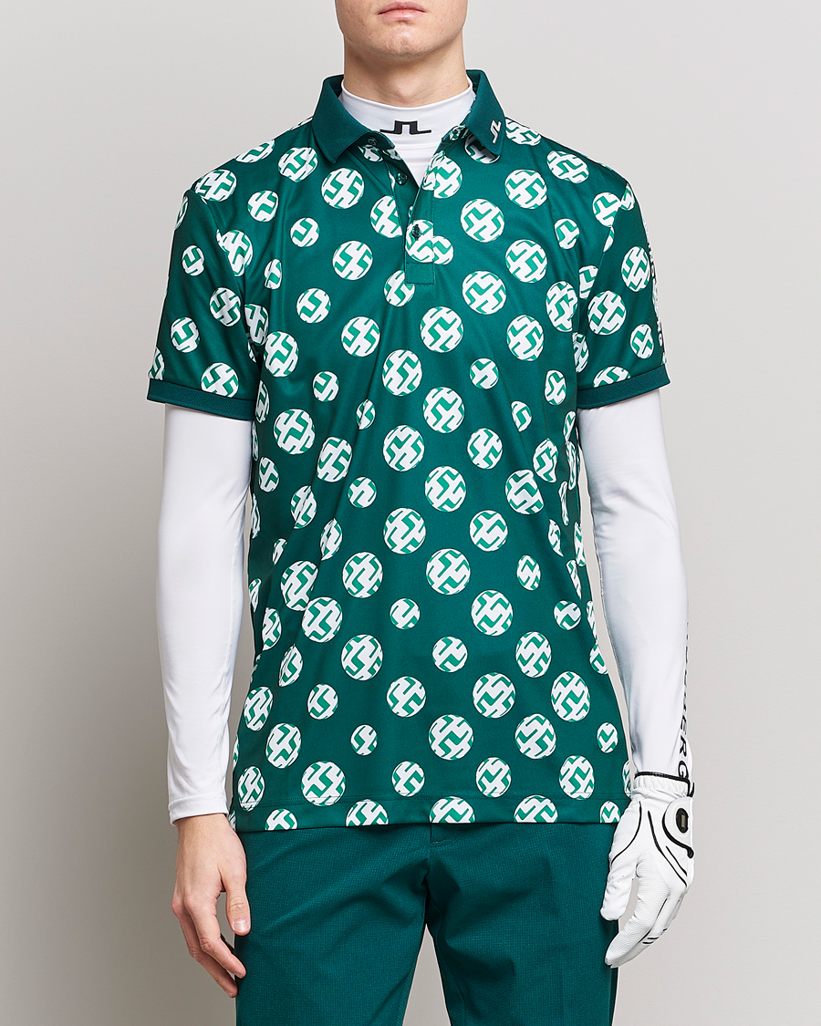 Homme | Polos | J.Lindeberg | Tour Tech Regular Fit Printed Polo Rain Forest