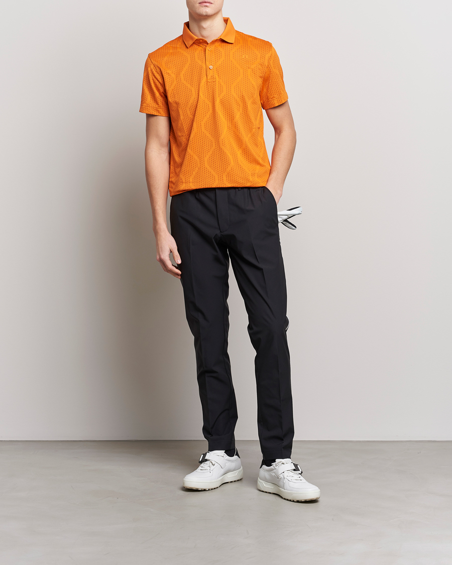 Homme | Polos | J.Lindeberg | Mat Jacquard Regular Fit Polo Russet Orange