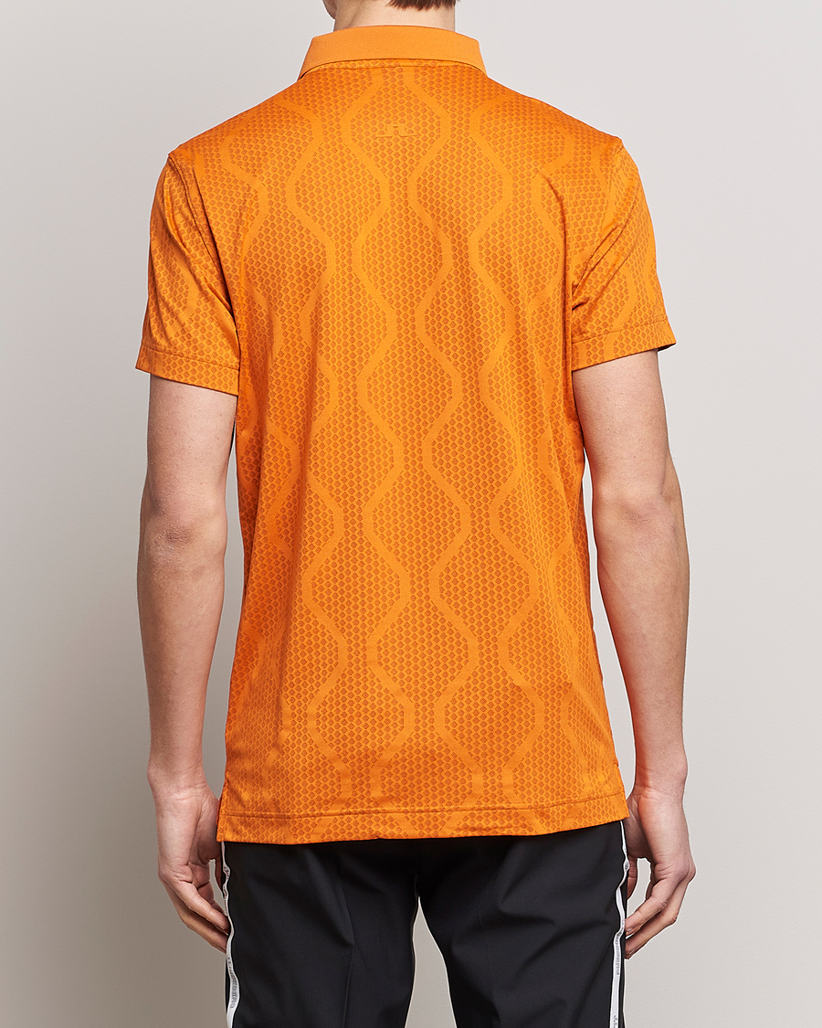 Homme | Polos | J.Lindeberg | Mat Jacquard Regular Fit Polo Russet Orange