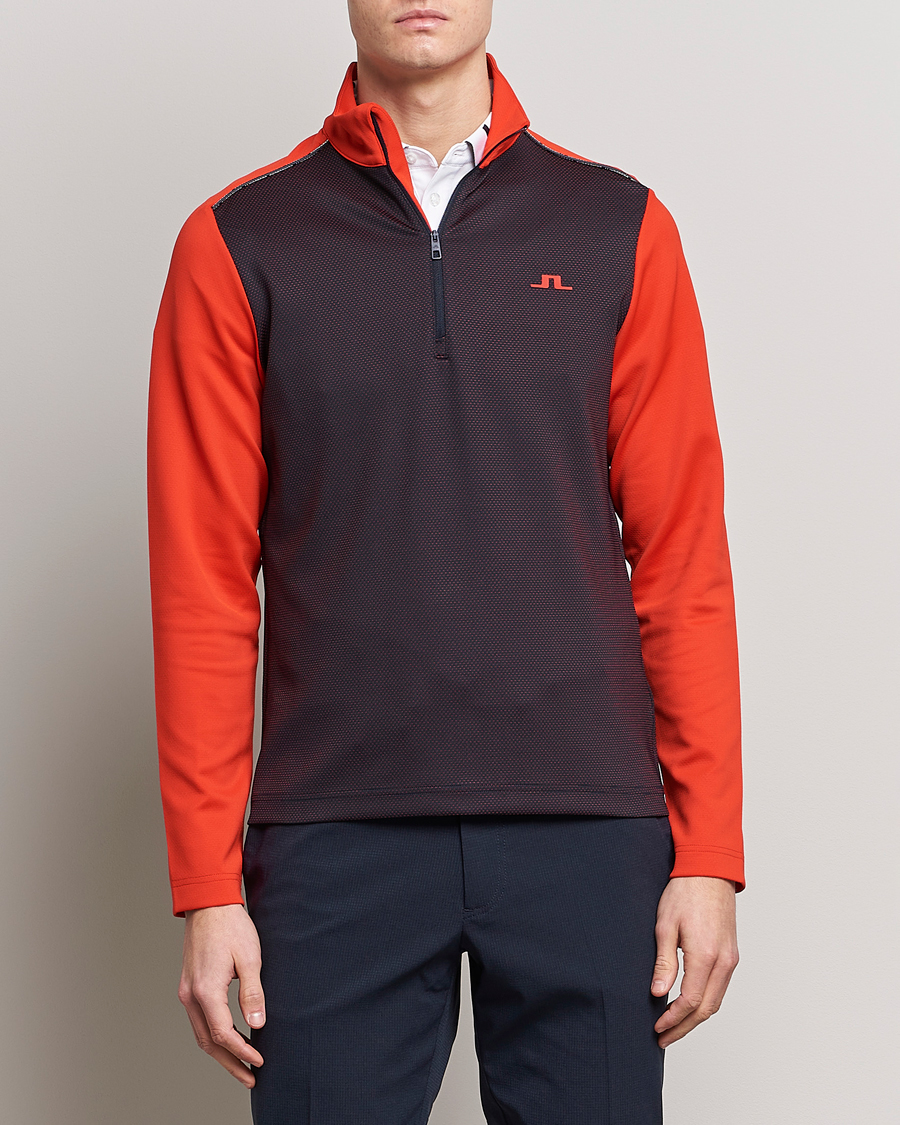 Homme | Pulls Et Tricots | J.Lindeberg | Terry Mid Layer Half Zip Fiery Red