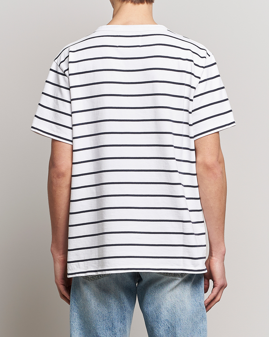 Homme | T-shirts | Jeanerica | Hervé Striped Heacy Crew Neck T-Shirt White/Navy