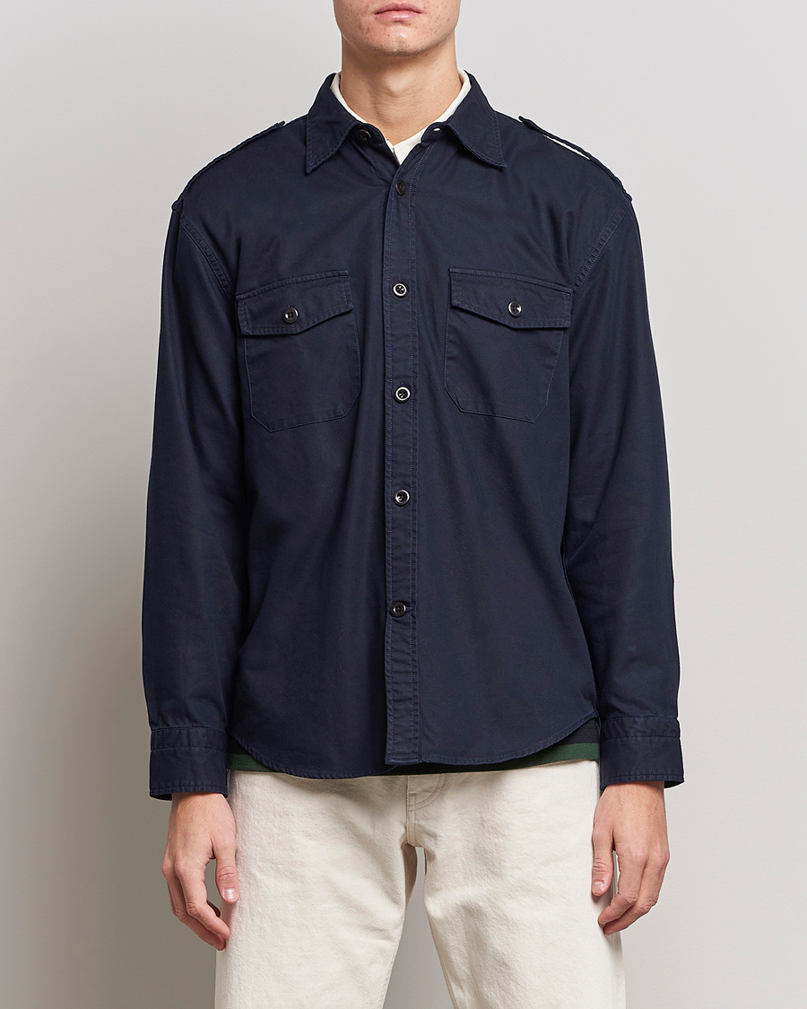 Homme | Chemises | GANT | Solid Twill Overshirt Evening Blue