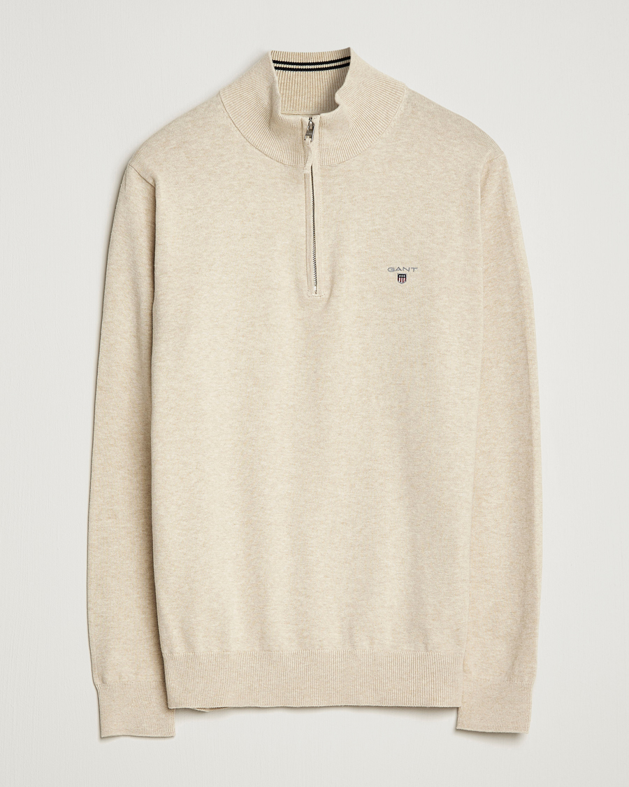 Homme | Pulls Et Tricots | GANT | Classic Cotton Half Zip Ocra Melange