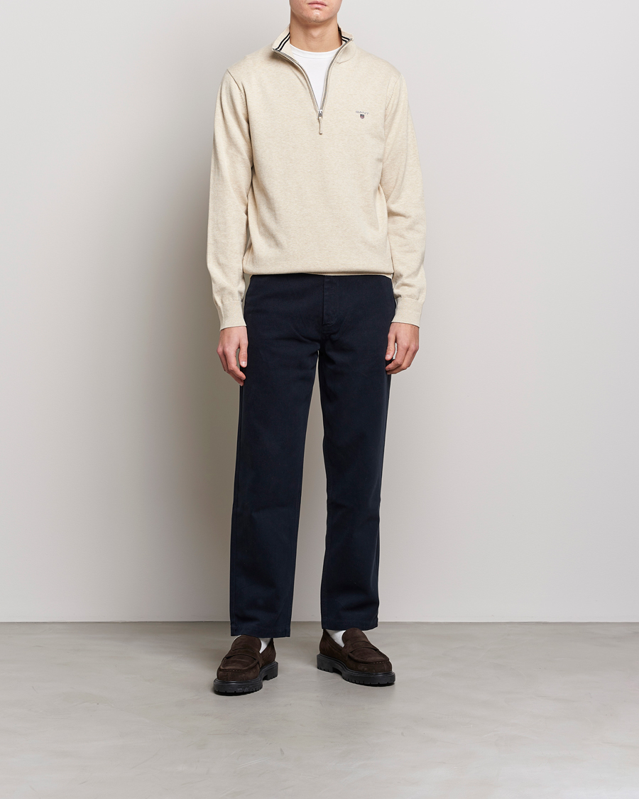 Homme | Pulls Et Tricots | GANT | Classic Cotton Half Zip Ocra Melange