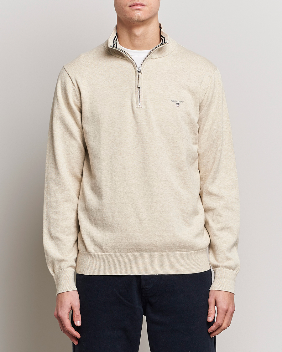Homme | Pulls Et Tricots | GANT | Classic Cotton Half Zip Ocra Melange