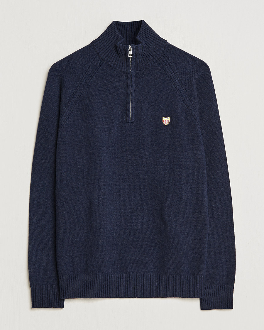 Homme | Pulls Et Tricots | GANT | Banner Shield Lambswool Half Zip Eavning Blue