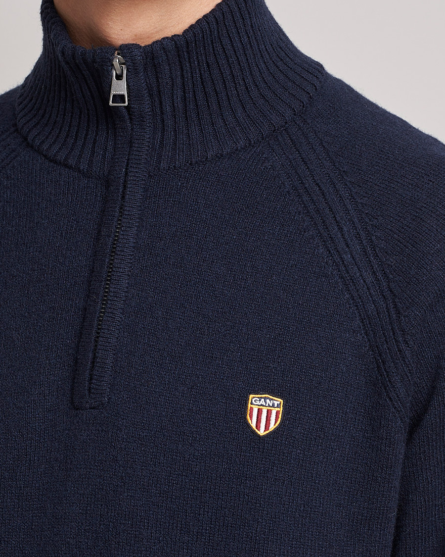 Homme | Pulls Et Tricots | GANT | Banner Shield Lambswool Half Zip Eavning Blue