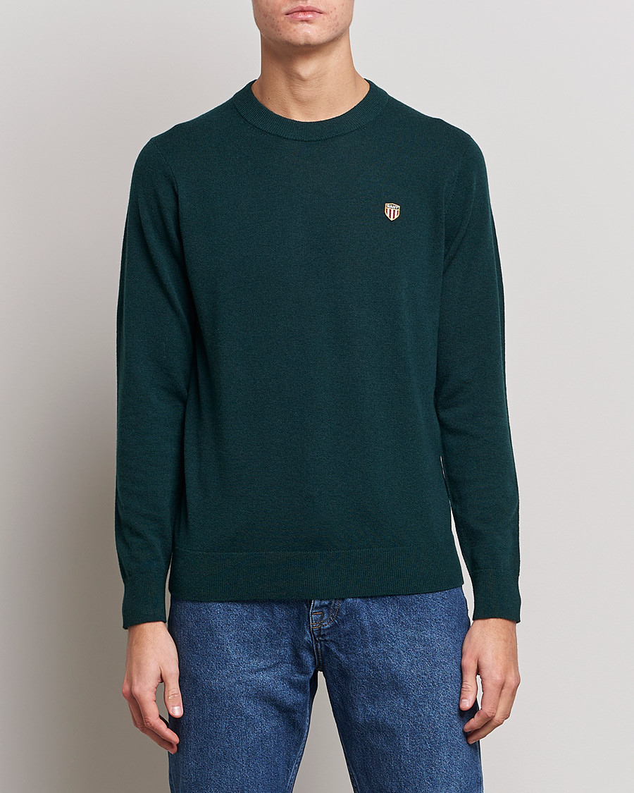 Homme | Pulls Et Tricots | GANT | Banner Shield Lambswool Crew Neck Ratran Green