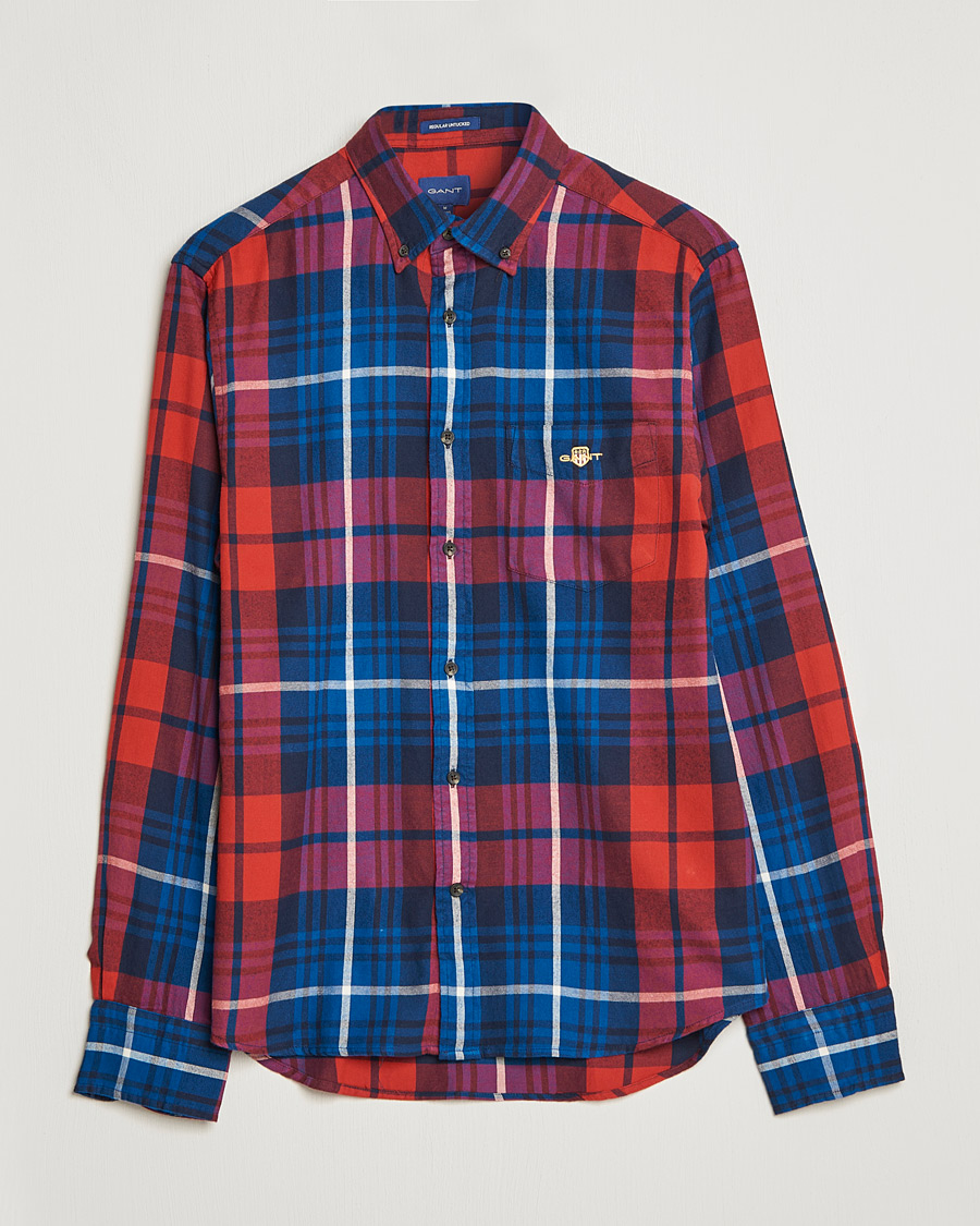 Homme | Chemises | GANT | Regular Plaid Flannel Shirt Ruby Red