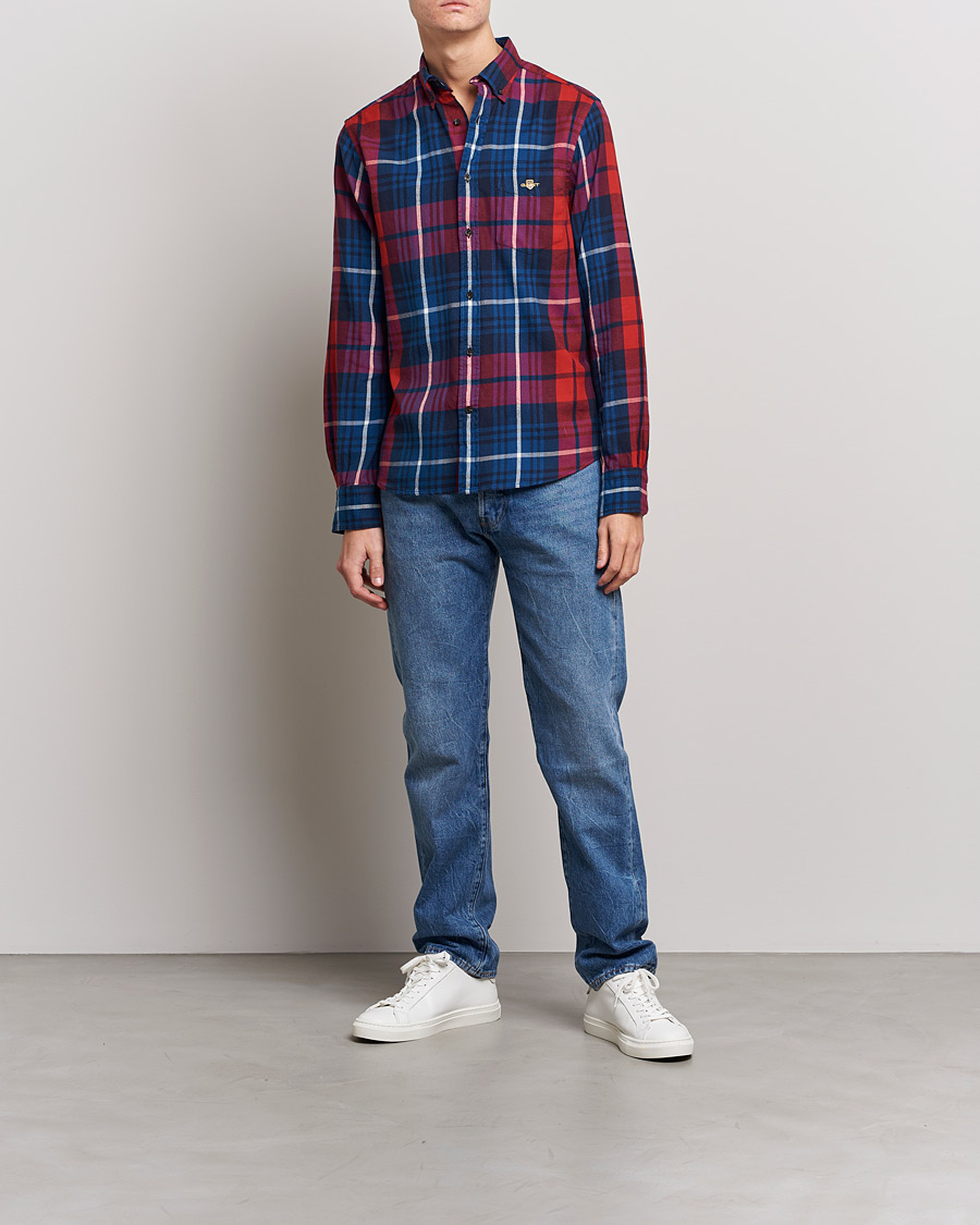 Homme | Chemises | GANT | Regular Plaid Flannel Shirt Ruby Red