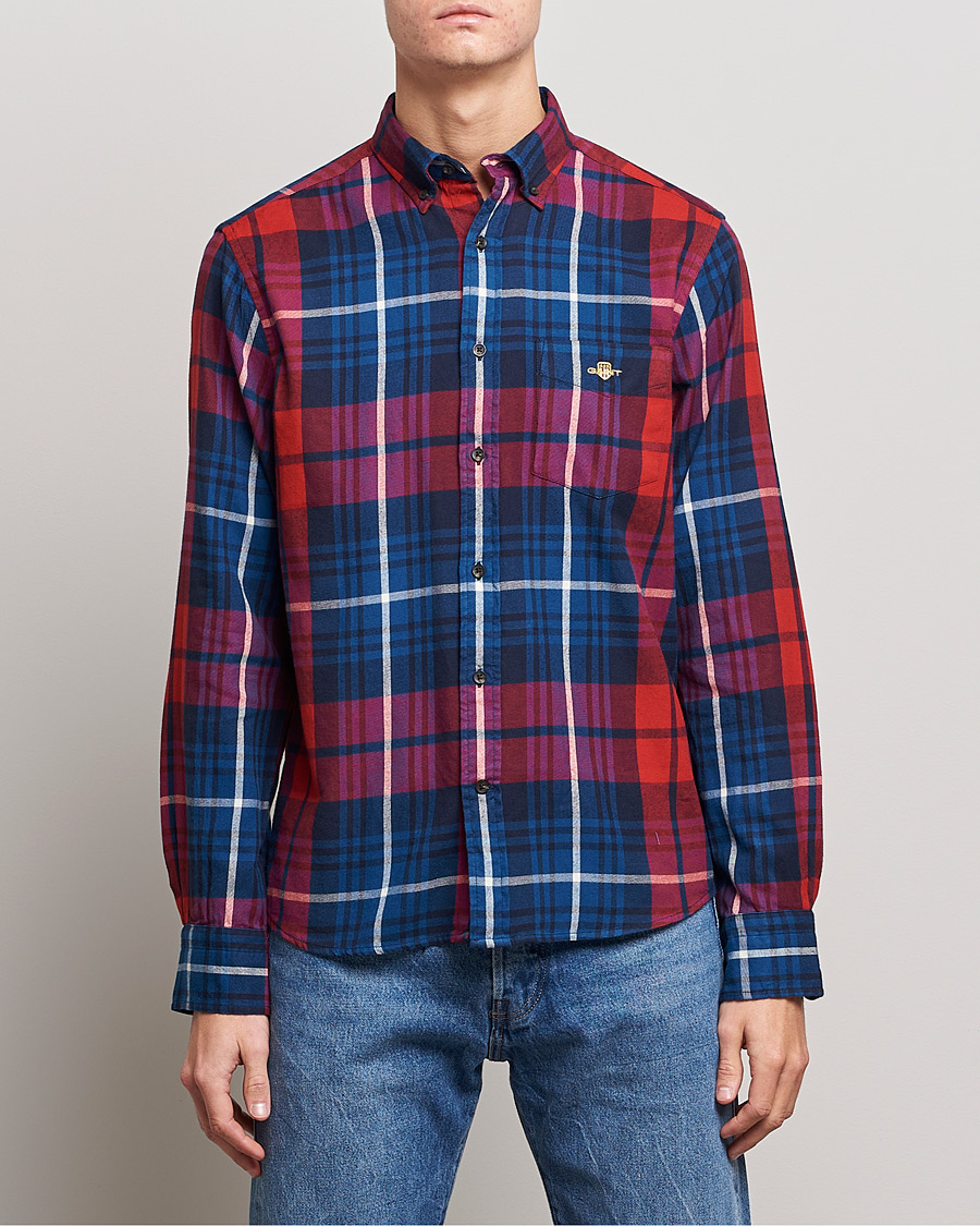 Homme | Chemises | GANT | Regular Plaid Flannel Shirt Ruby Red