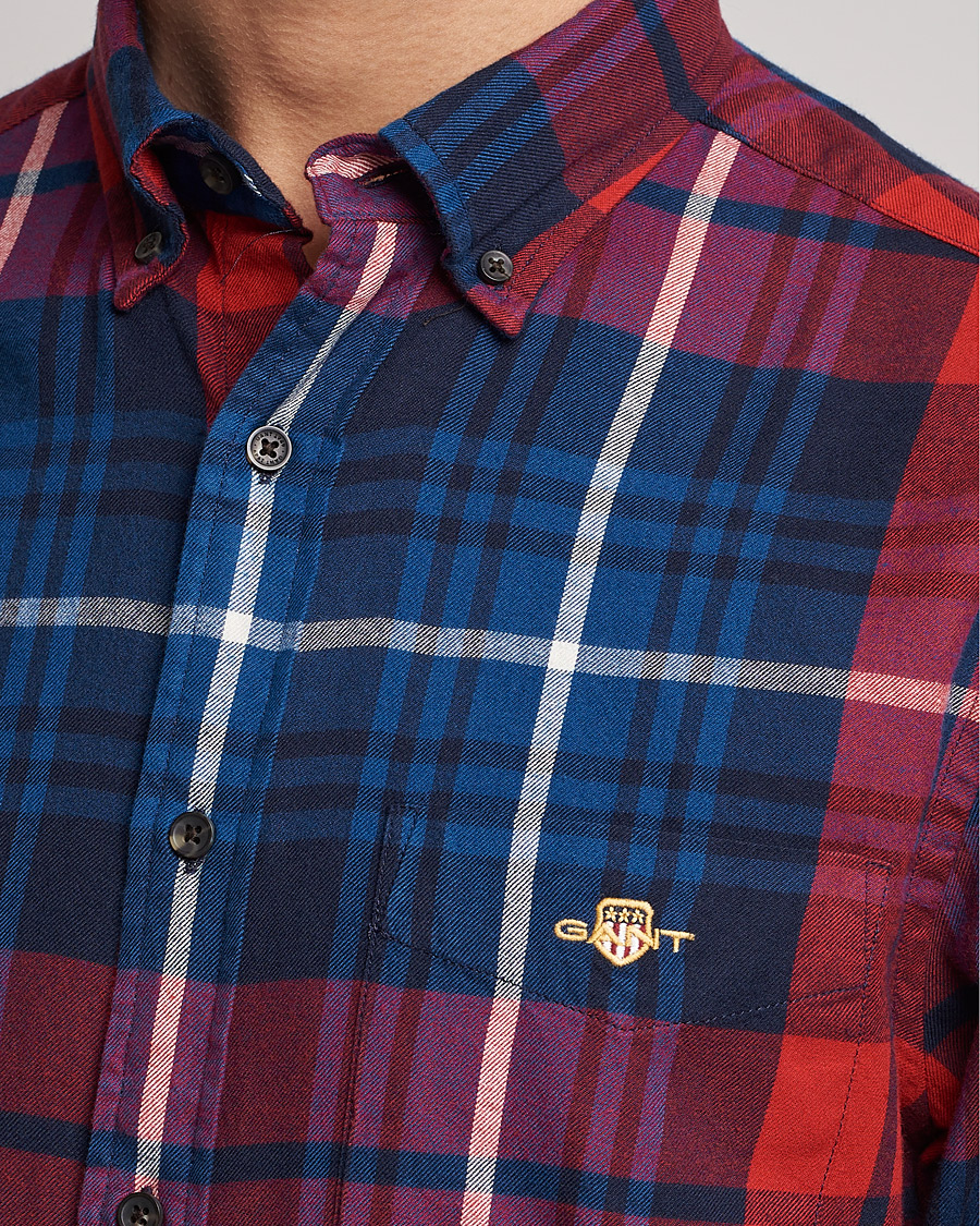 Homme | Chemises | GANT | Regular Plaid Flannel Shirt Ruby Red
