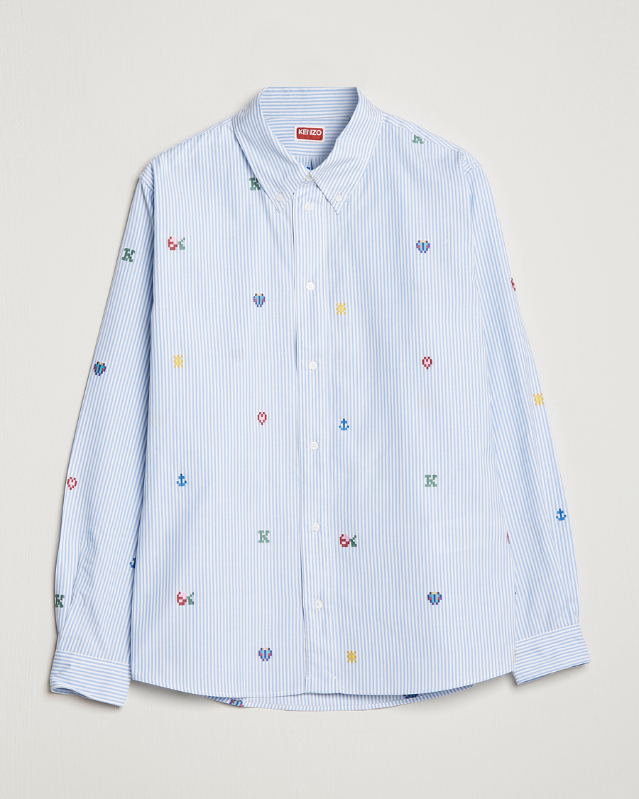 Homme | Chemises | KENZO | Pixel Striped Casual Shirt Light Blue