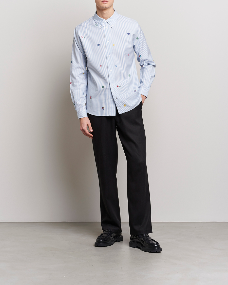 Homme | Chemises | KENZO | Pixel Striped Casual Shirt Light Blue