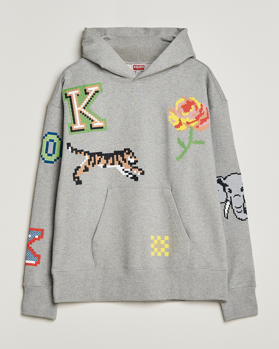 Homme | Pulls Et Tricots | KENZO | Pixel Oversize Hoodie Pearl Grey