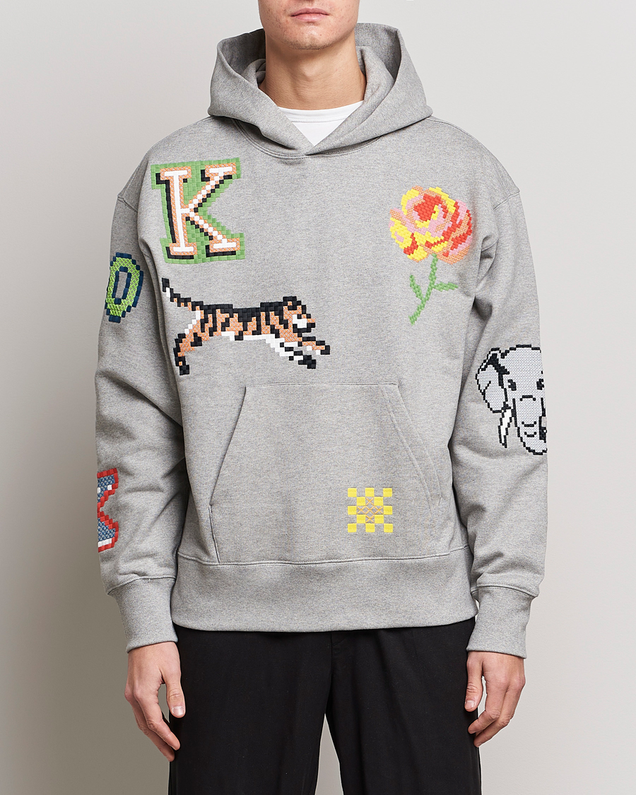 Homme | Pulls Et Tricots | KENZO | Pixel Oversize Hoodie Pearl Grey