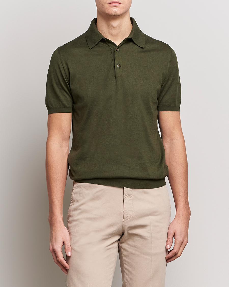 Homme | Polos | Kiton | Sea Island Cotton Polo Dark Olive