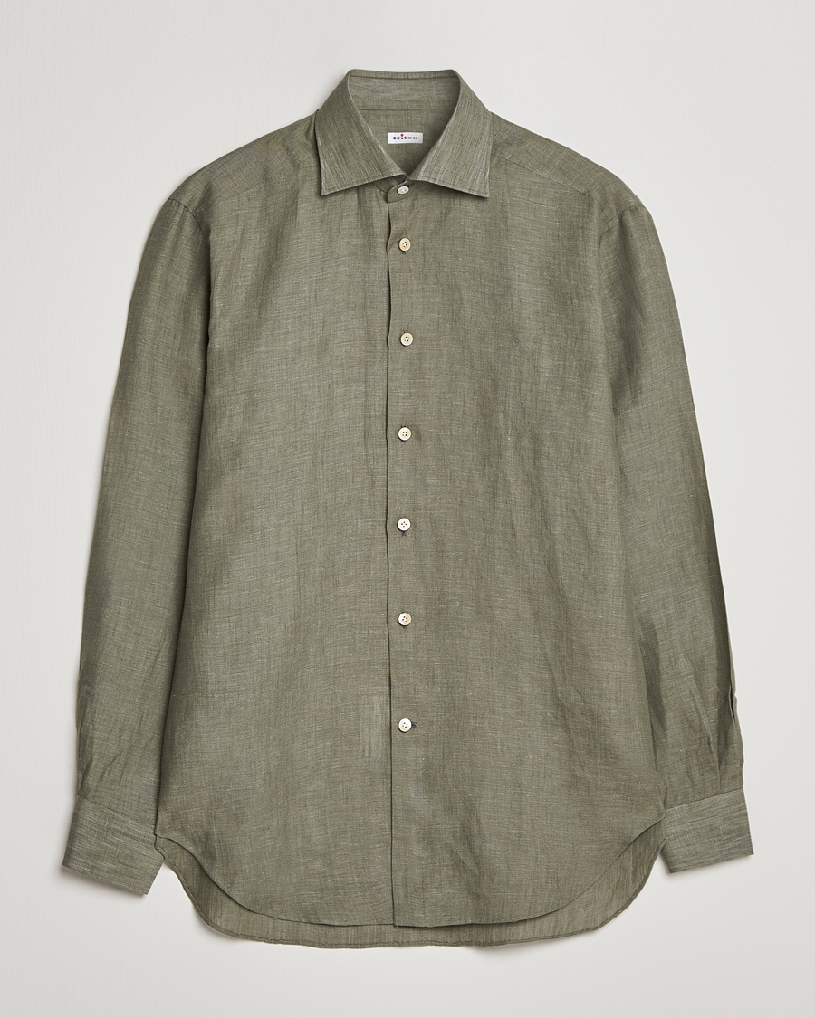 Homme | Chemises | Kiton | Linen Sport Shirt Olive