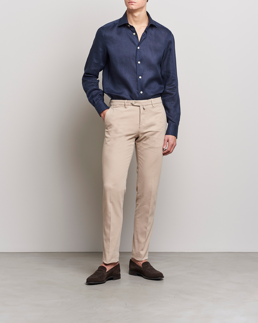 Homme | Chemises | Kiton | Linen Sport Shirt Navy