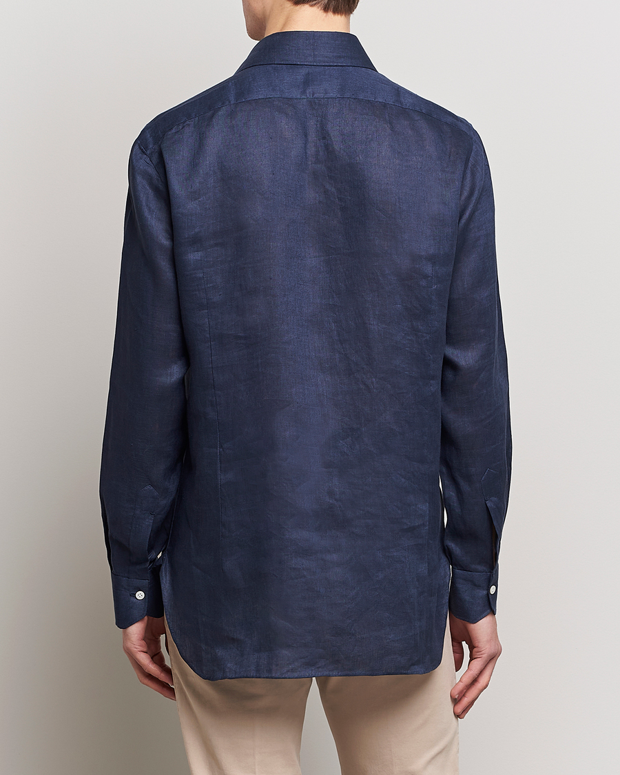 Homme | Chemises | Kiton | Linen Sport Shirt Navy