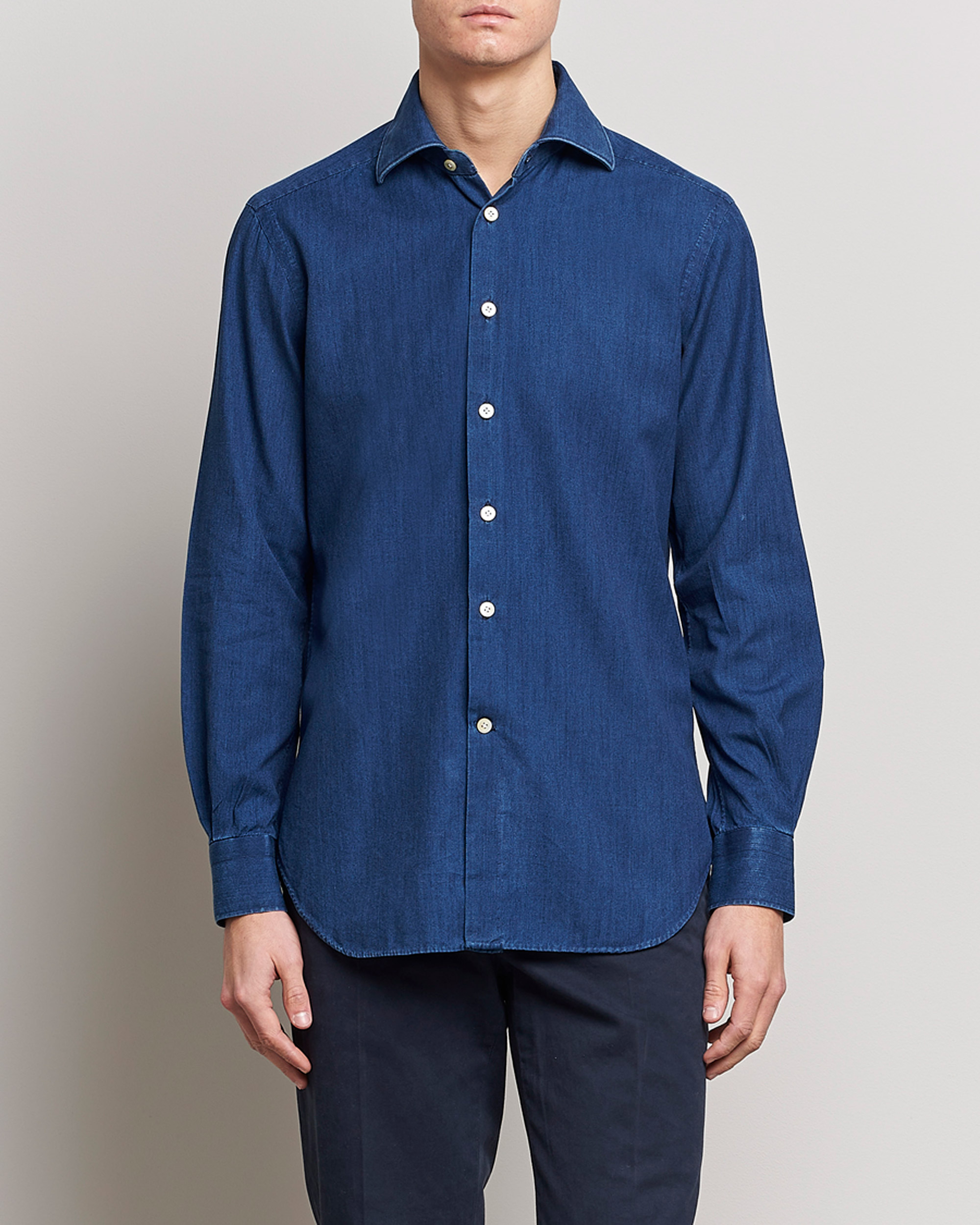 Homme | Chemises | Kiton | Denim Sport Shirt Indigo Blue