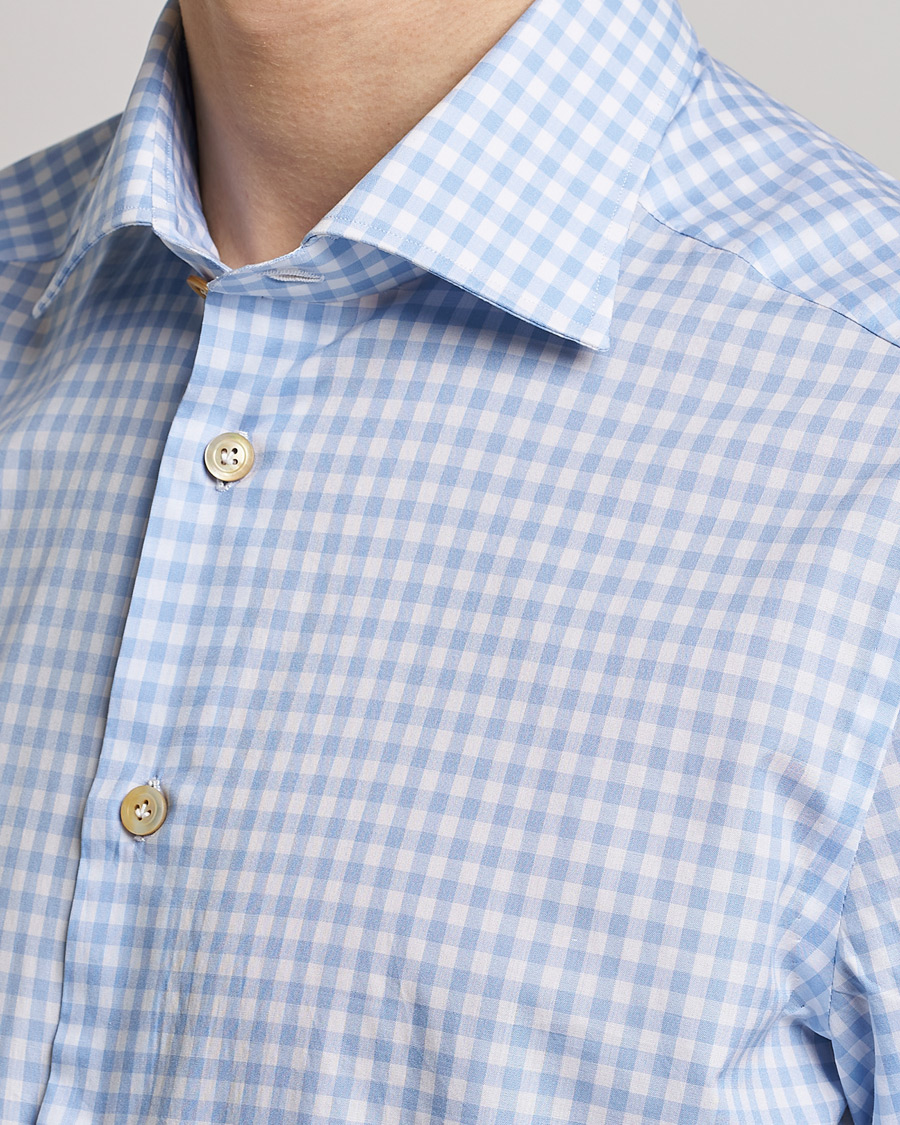 Homme | Chemises | Kiton | Slim Fit Checked Dress Shirt Light Blue