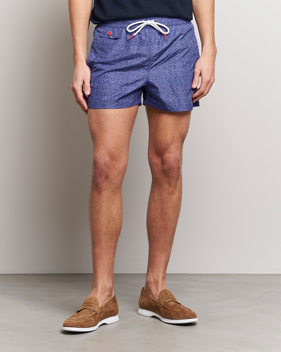 Homme | Maillots De Bain | Kiton | Printed Swim Trunks Navy Melange