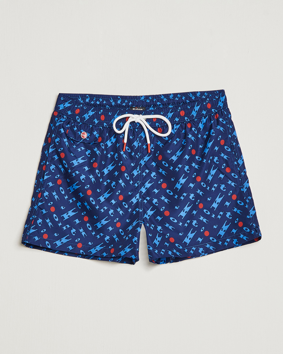 Homme | Maillots De Bain | Kiton | Printed Swim Trunks Navy
