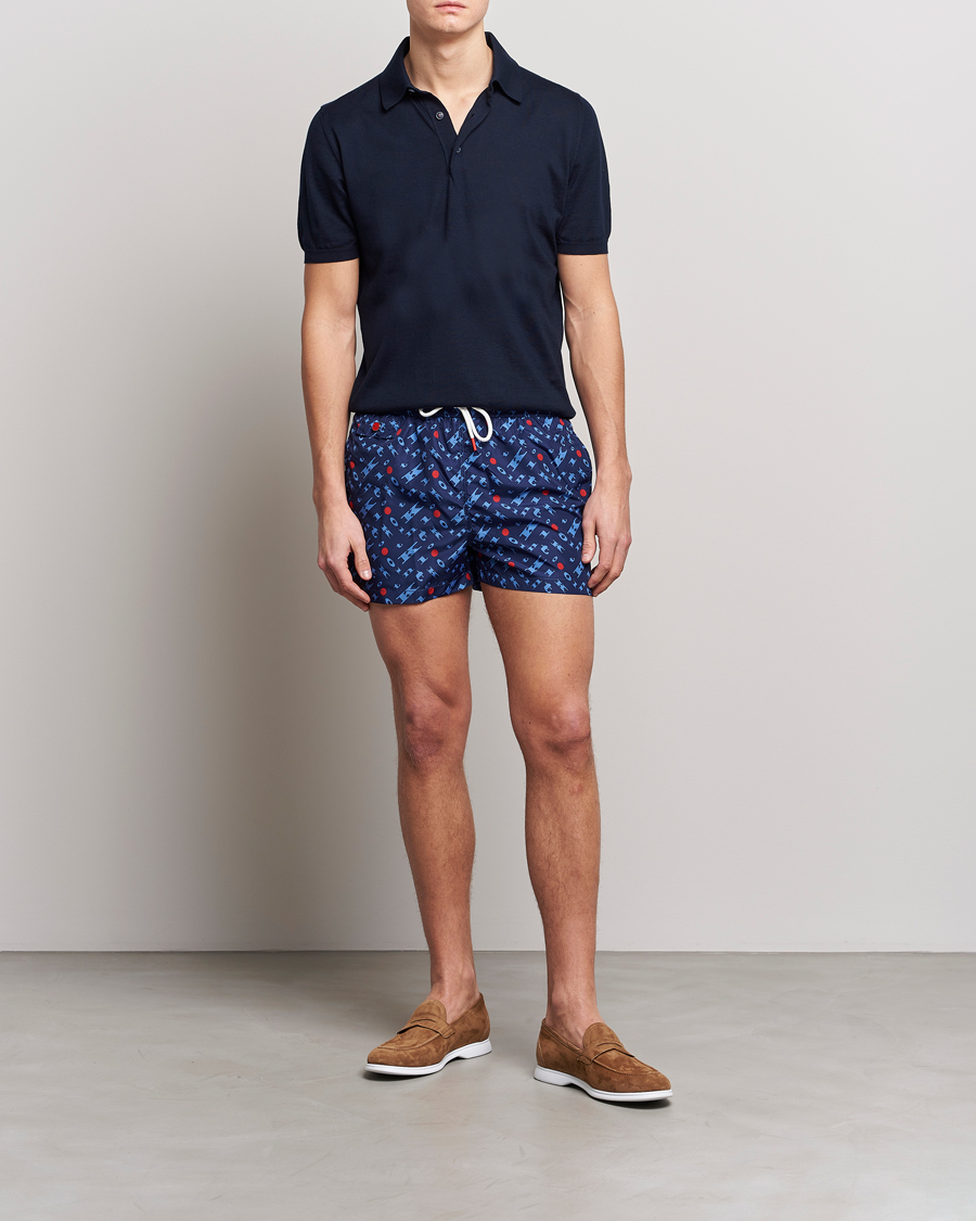 Homme | Maillots De Bain | Kiton | Printed Swim Trunks Navy