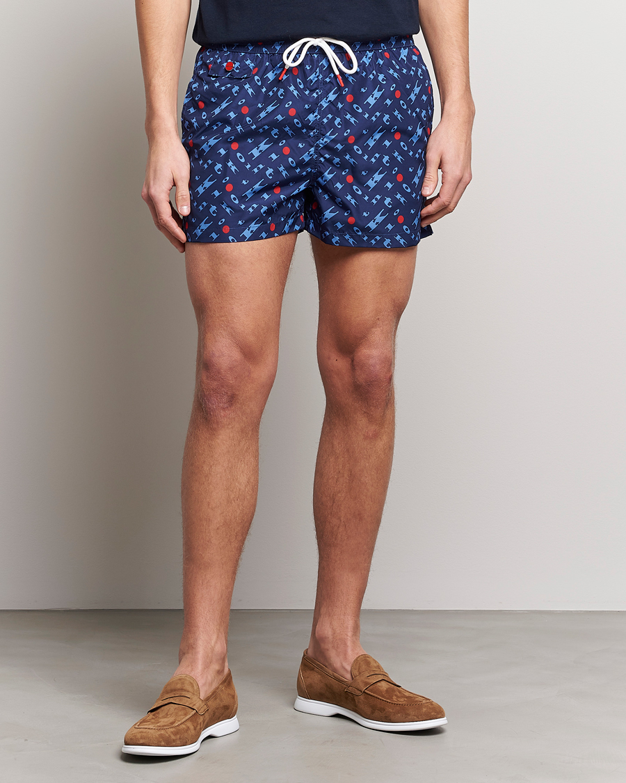 Homme | Maillots De Bain | Kiton | Printed Swim Trunks Navy