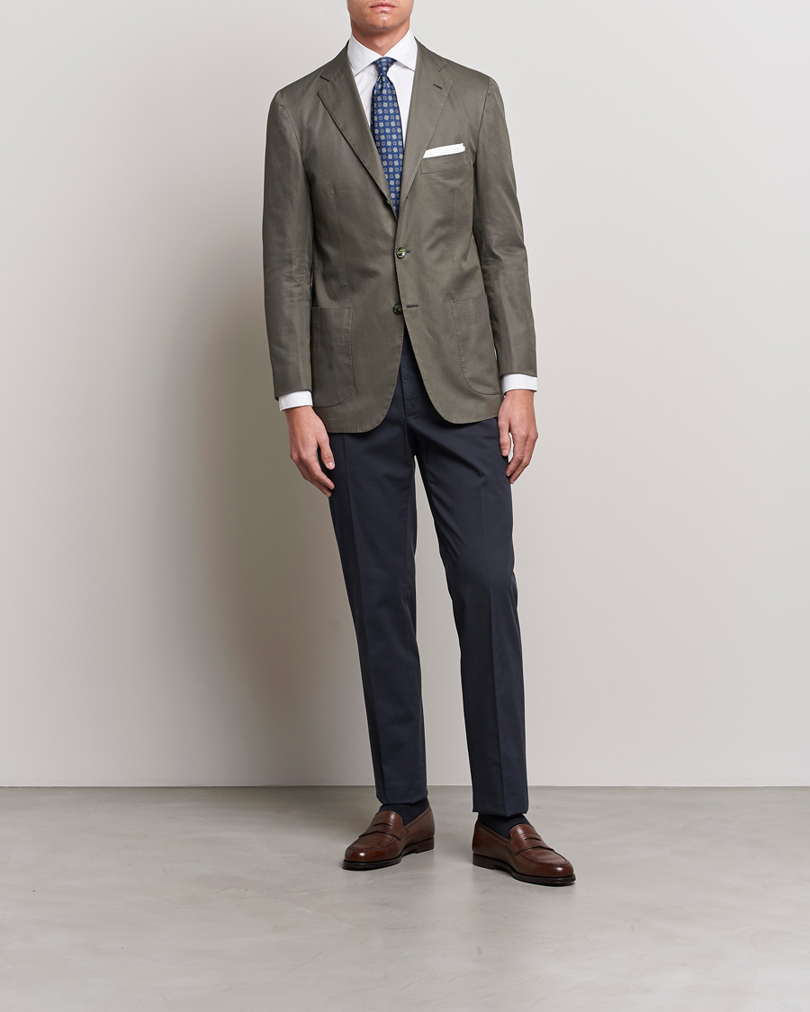 Homme | Blazers | Kiton | Sea Island Cotton Blazer Olive Green