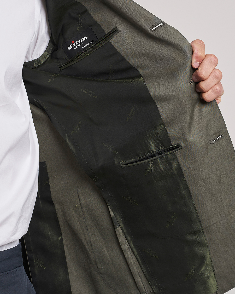 Homme | Blazers | Kiton | Sea Island Cotton Blazer Olive Green