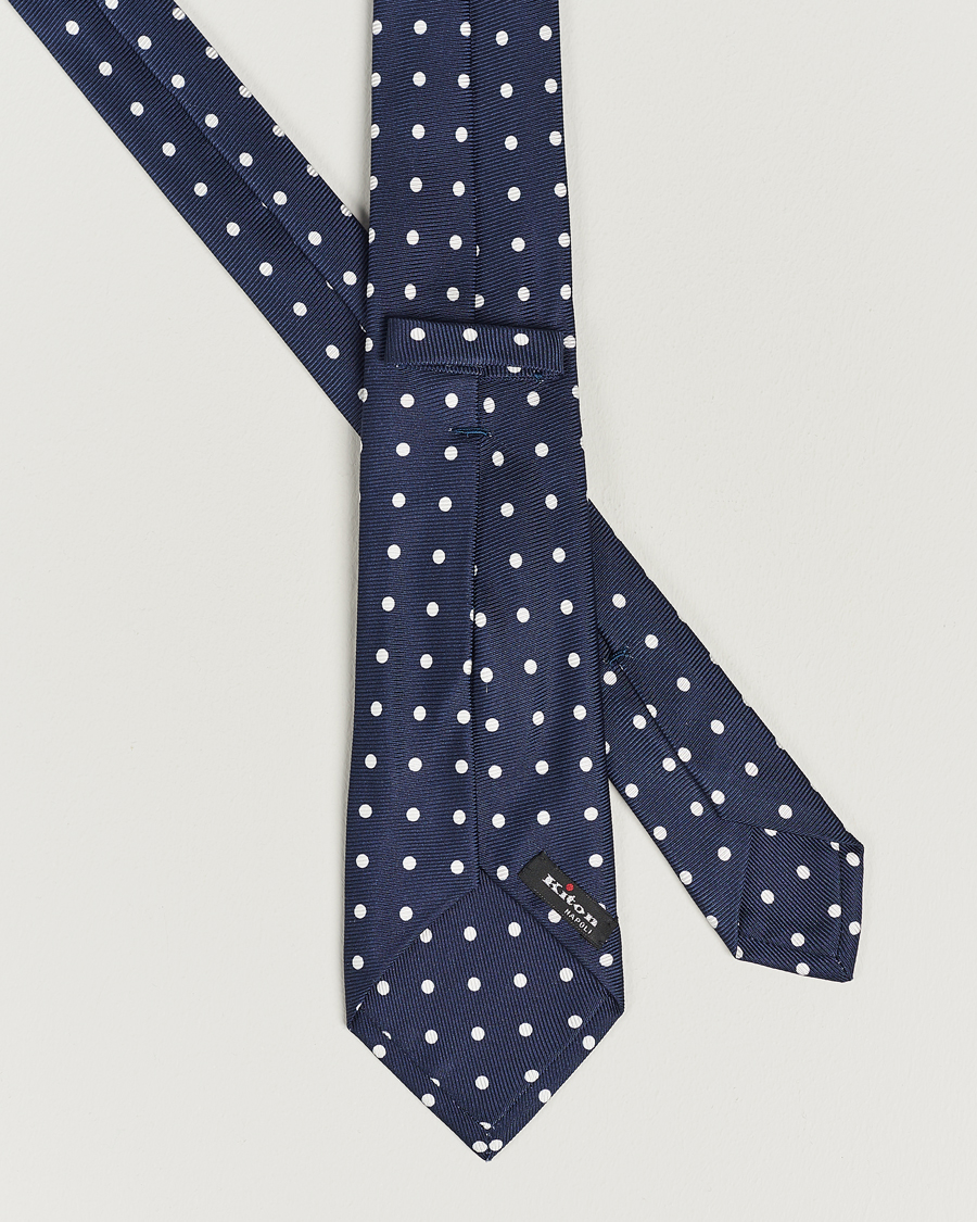 Homme | Kiton Dotted Silk Tie Navy | Kiton | Dotted Silk Tie Navy